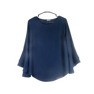 Abbeline‎ Top Womens Medium Blue Whimsical Fairy Bell Sleeve Minimalist Neutral
